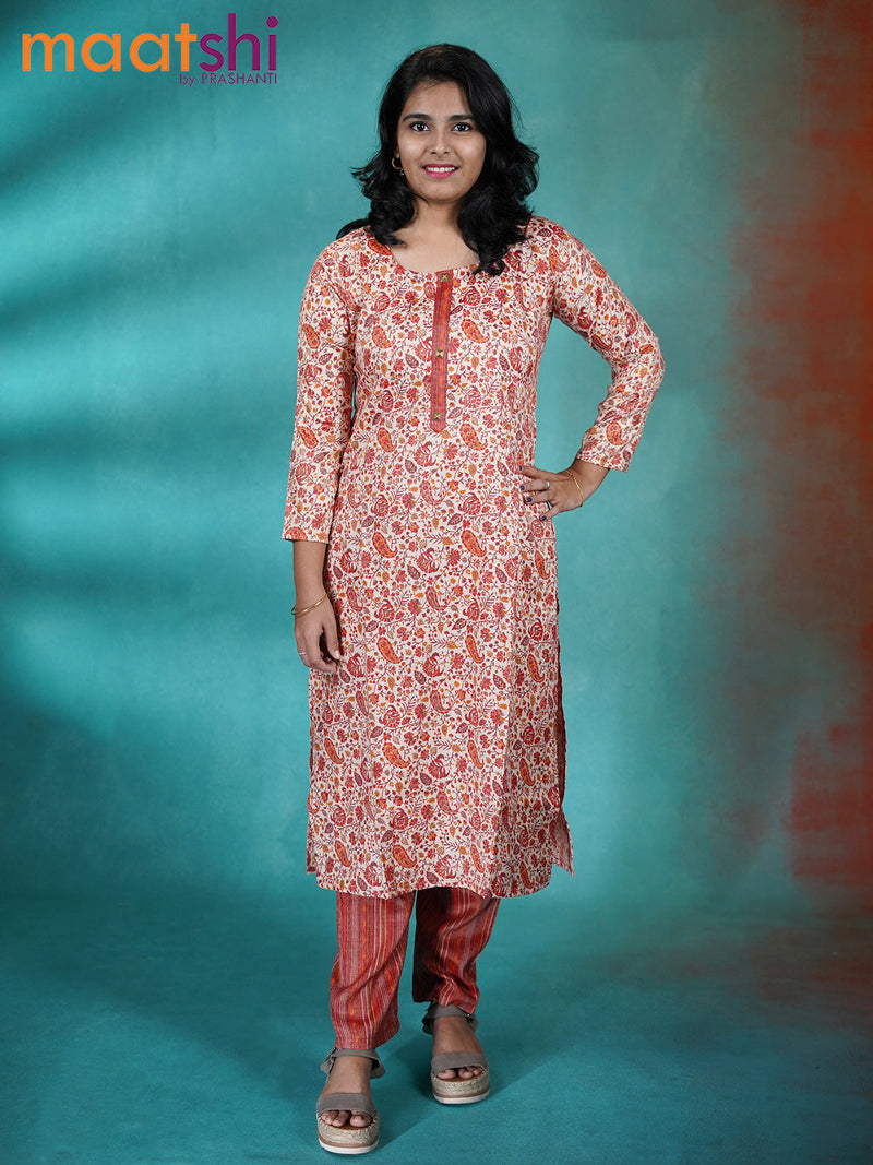 Ethnic Printed & Embroidered Straight Fit Kurta - Navy Blue – FASHOR